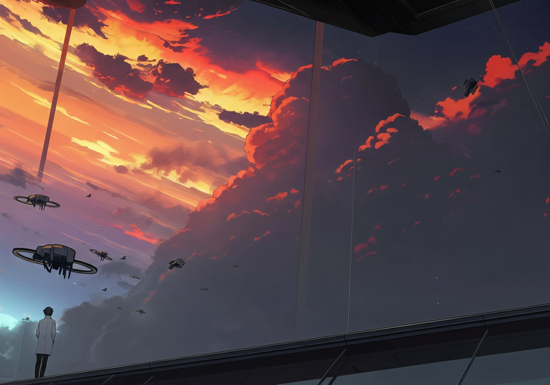 MEDIUM WIDE SHOT: Focus on the leading edge of the Kosmian Drift.