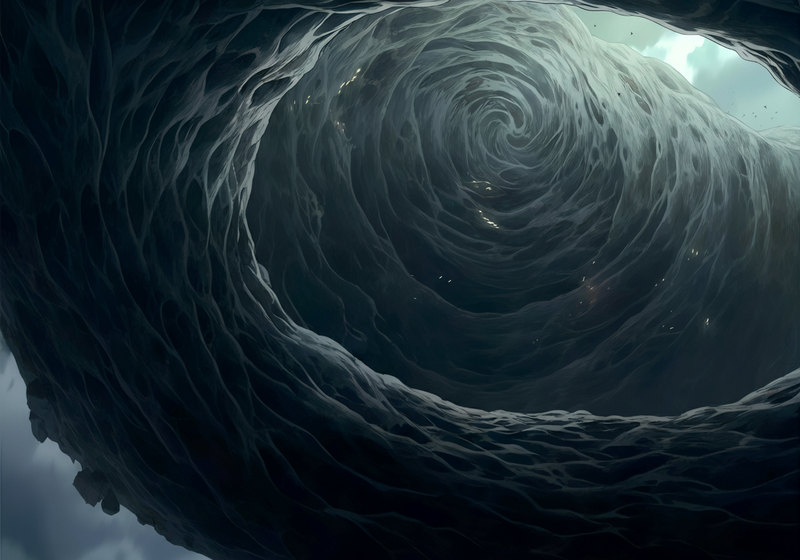EXTREME WIDE SHOT: A full page spread of the Kosmian Drift, rendered with even greater detail.