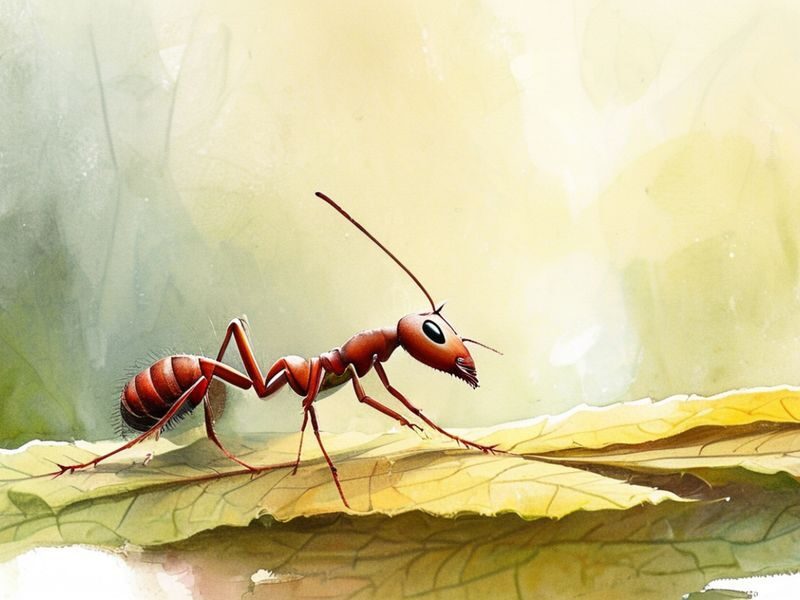 A single ant encounters Pip's 'organized' leaf line.
