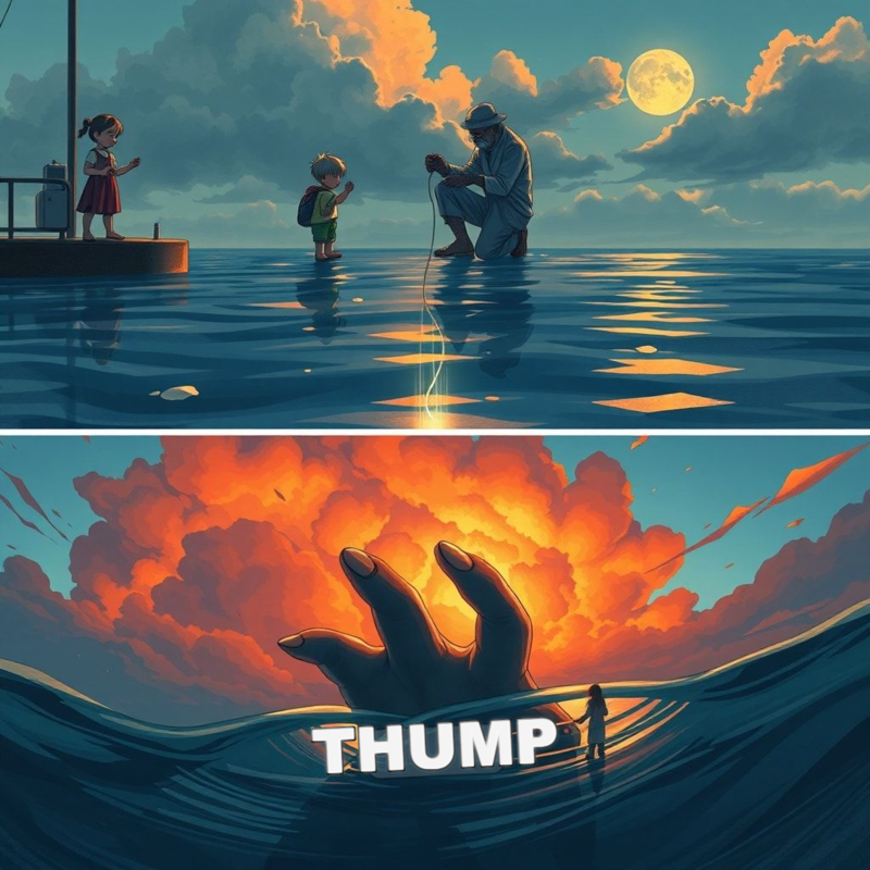 Split composition, top and bottom.