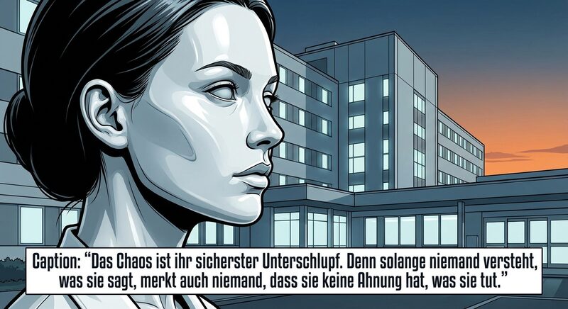 Schanz leaves the hospital building at sunset.