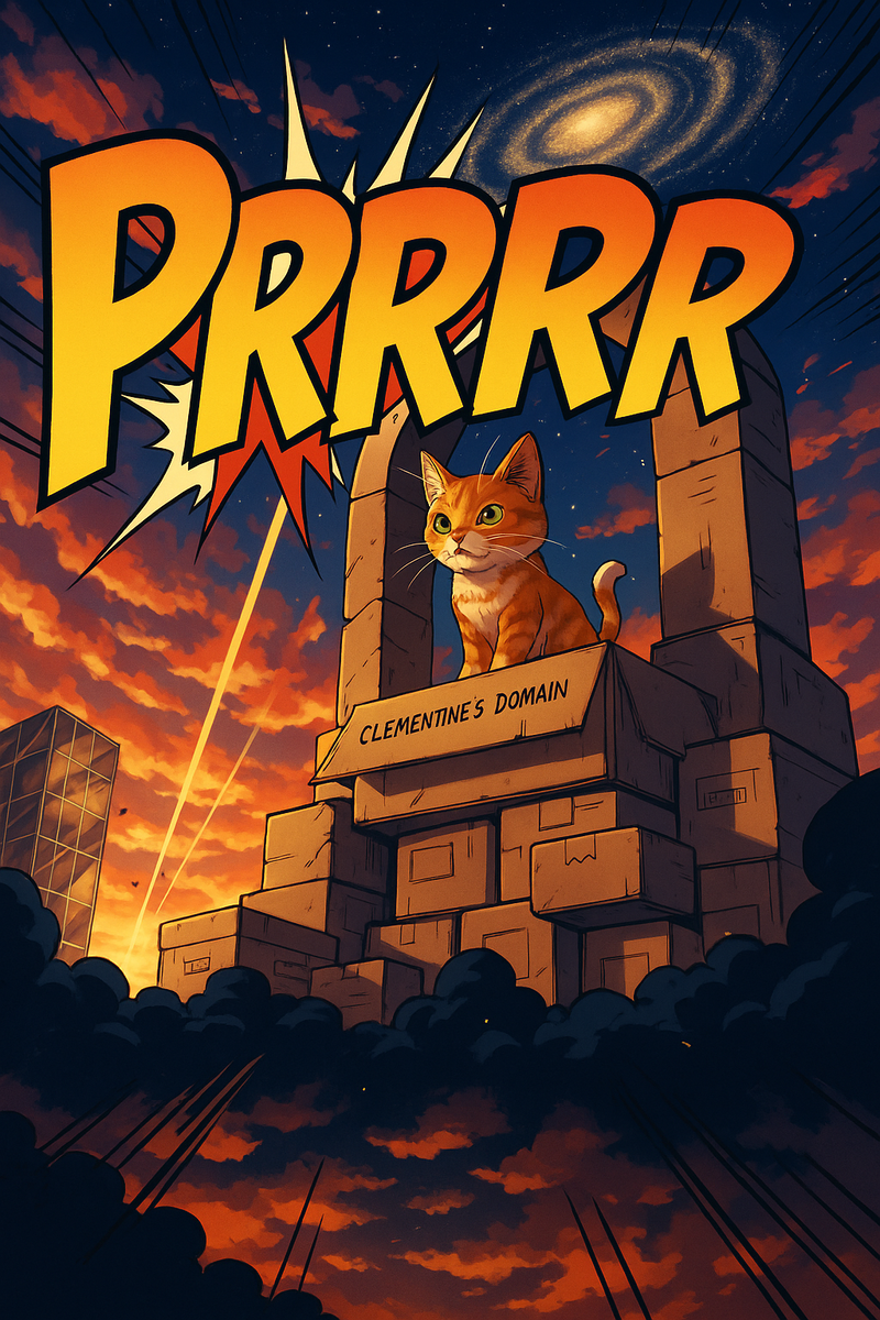 Clementine (a ginger tabby cat), the conqueror of couches and chaser of sunbeams, had found her true domain: the infinite expanse held…