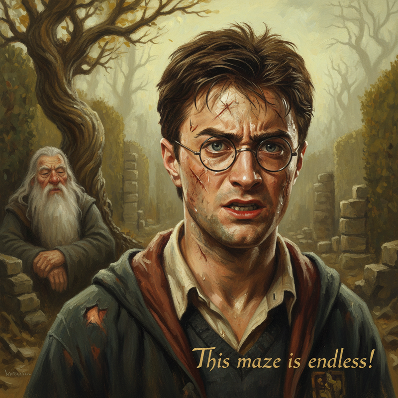 Close up on Harry's face, showing extreme frustration and exhaustion.