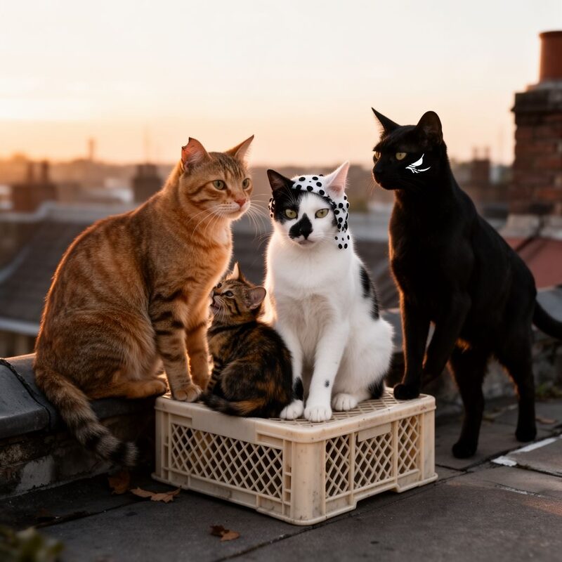 Dawn creeps over the rooftops; the corner softens in early light.